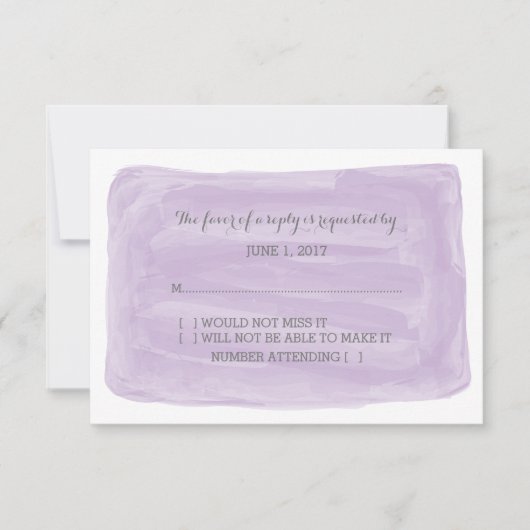 Carte RSVP couleur d'eau violette (Devant)