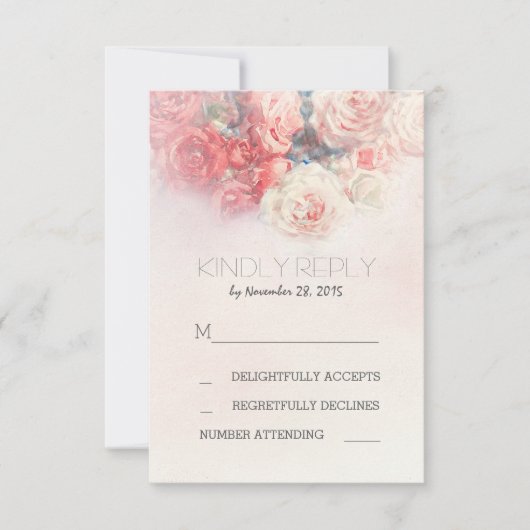 carte RSVP couleur florale rose pâle (Devant)
