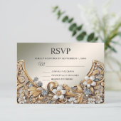 Carte RSVP couleur or blanc (Debout devant)