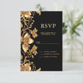 Carte RSVP couleur or noir (Debout devant)