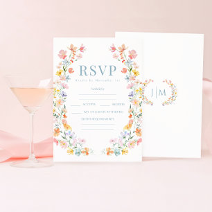 Carte RSVP couleur Pastel Fleur sauvage Boho Weddi