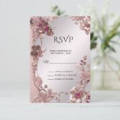 Carte RSVP couleur rose (Debout devant)