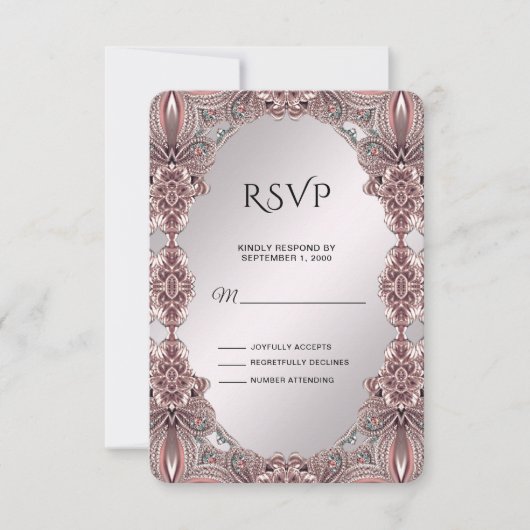 Carte RSVP couleur rose (Devant)