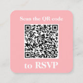 Carte RSVP couleur rose vif QR Code arrondi (Dos)