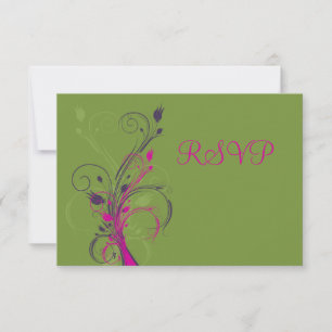 Carte RSVP couleur vert violet blanc