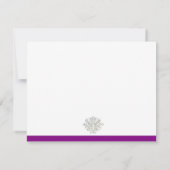 Carte RSVP couleur violet Damask classique (Dos)