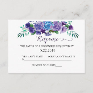 Carte RSVP couleur violet et bleu