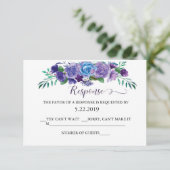 Carte RSVP couleur violet et bleu (Debout devant)