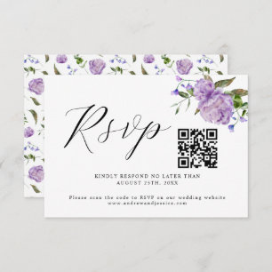 Carte RSVP couleur violet Mariage QR Code