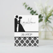 Carte RSVP Couple Mariage noir et blanc (Debout devant)