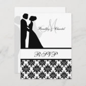 Carte RSVP Couple Mariage noir et blanc (Devant / Derrière)