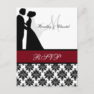 Carte RSVP Couple Mariage noir et canneberge