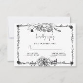 Carte RSVP crâne gothique à main (Devant)