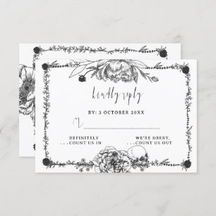 Carte RSVP crâne gothique à main