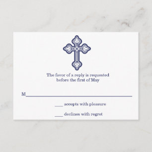 Carte RSVP Croix First Communion moderne