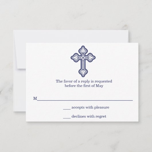 Carte RSVP Croix First Communion moderne (Devant)