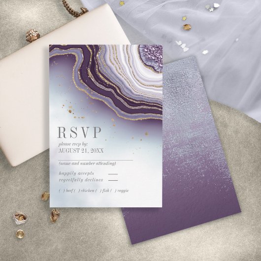 Carte RSVP Crystal Agate Mariage Amethyst ID825