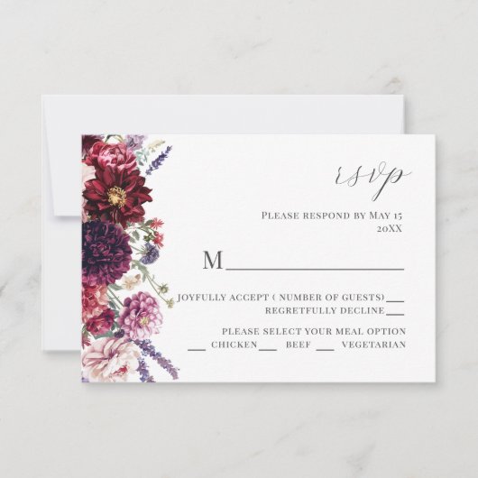 Carte RSVP Dahlia Flower Automne (Devant)