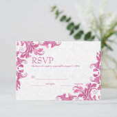 Carte RSVP Damas et dentelle rose blanche (Debout devant)