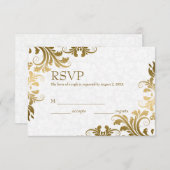 Carte RSVP Damas & Or (Devant / Derrière)