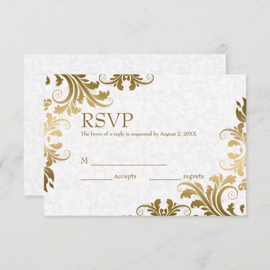 Carte RSVP Damas & Or (Devant / Derrière)