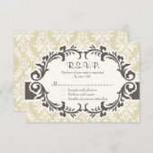 Carte RSVP Damask Crème (Devant / Derrière)