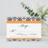 Carte RSVP Damask Elegant (orange) (Debout devant)