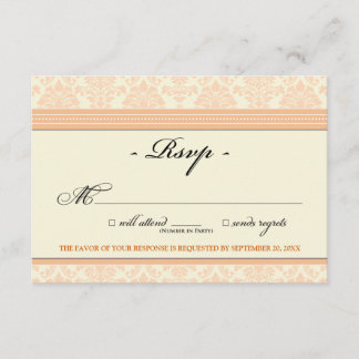 Carte RSVP Damask Elegant (pêche/crème)