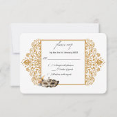 Carte RSVP Damask Gold Masquerade (Devant)