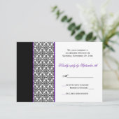 Carte RSVP Damask noir blanc violet (Debout devant)