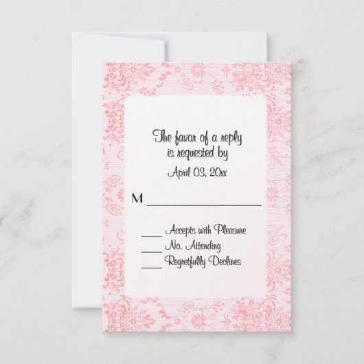 Carte RSVP Damask Rose (Devant)