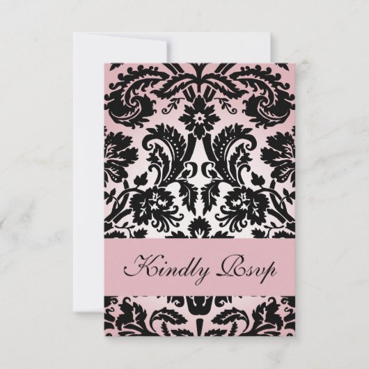 Carte RSVP Damask rose pour mariage Carré Inviter (Devant)