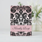 Carte RSVP Damask rose pour mariage Carré Inviter (Debout devant)