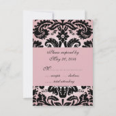Carte RSVP Damask rose pour mariage Carré Inviter (Dos)