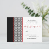Carte RSVP Damask Rouge Noir et Blanc (Debout devant)