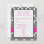 Carte RSVP Damassé Rose, Blanc et Noir (Dos)