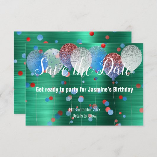 CARTE RSVP DATE À SAUVEGARDER ROUGE TACHE VERTE BA (Devant / Derrière)