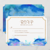 Carte RSVP dauphin aquarelle bleue (Devant / Derrière)