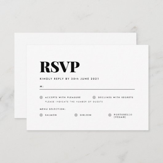 Carte RSVP de base (Devant / Derrière)