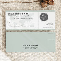 Carte RSVP de billet d'embarquement avec carte du