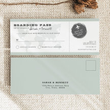 Carte RSVP de billet d'embarquement avec carte du