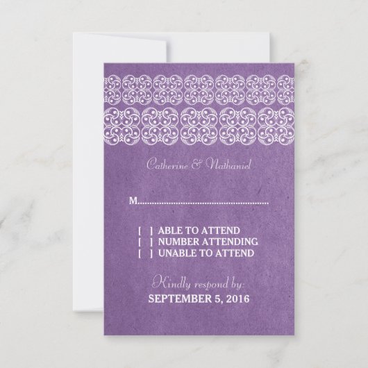 Carte RSVP de Bohême moderne violet (Devant)