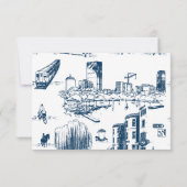 Carte RSVP de Boston Toile Navy (Dos)