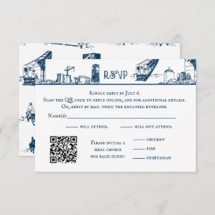 Carte RSVP de Boston Toile Navy