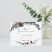 Carte RSVP de cadre de pin d'hiver (Debout devant)