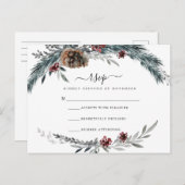 Carte RSVP de cadre de pin d'hiver (Devant / Derrière)