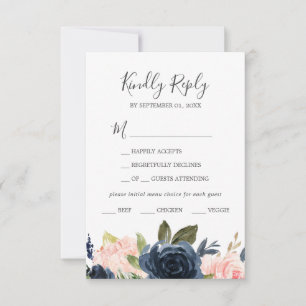 Carte RSVP de choix blanc pour les fleurs de la ma