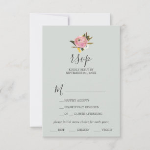 Carte RSVP de choix de menu floral peint