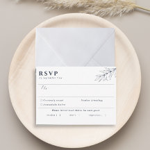 Carte RSVP de choix de repas bleu marine simple