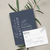 Carte RSVP de choix de repas bleu marine simple